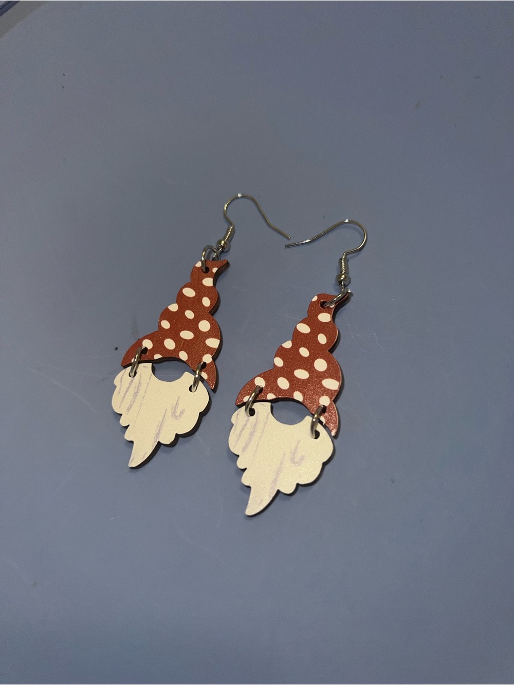 Polka Dot Red Gnome Dangle Earrings
